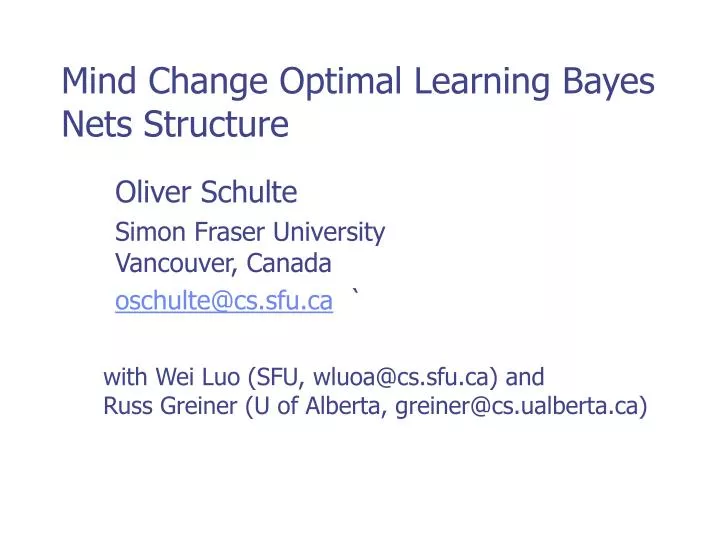 mind change optimal learning bayes nets structure
