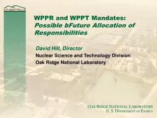 WPPR and WPPT Mandates: Possible bFuture Allocation of Responsibilities