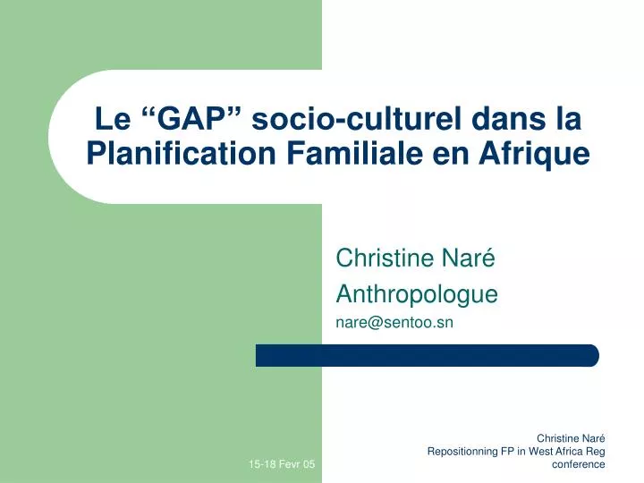 le gap socio culturel dans la planification familiale en afrique