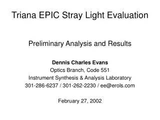 Triana EPIC Stray Light Evaluation