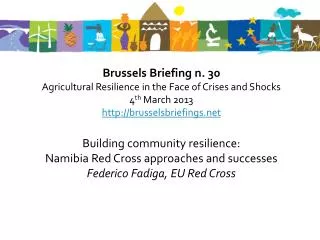 Brussels Briefing n. 30 Agricultural Resilience in the Face of Crises and Shocks 4 th March 2013
