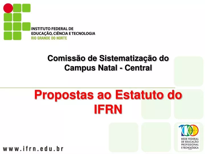 comiss o de sistematiza o do campus natal central propostas ao estatuto do ifrn