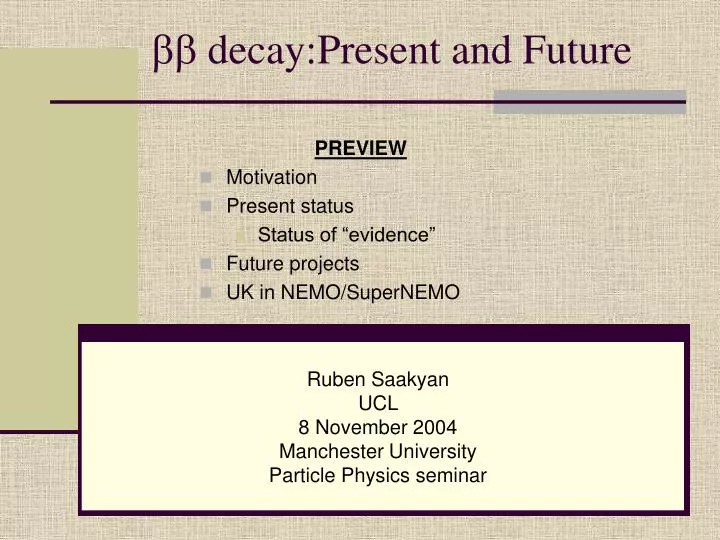 bb decay present and future