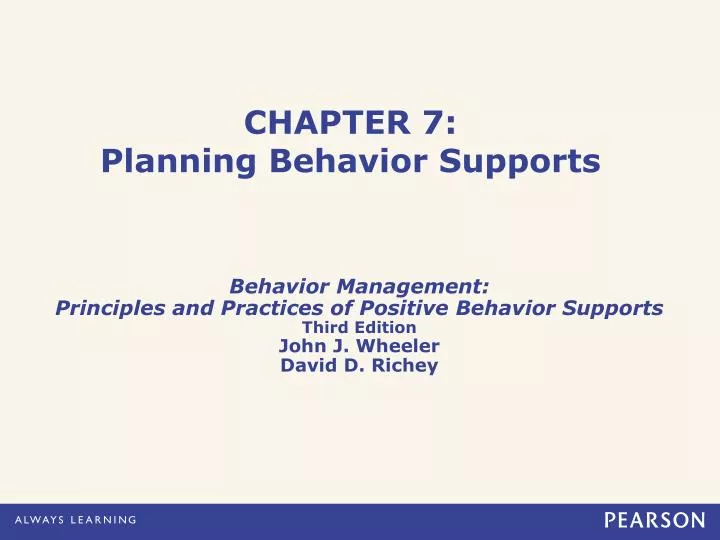 chapter 7 planning behavior supports