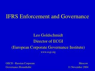 IFRS Enforcement and Governance