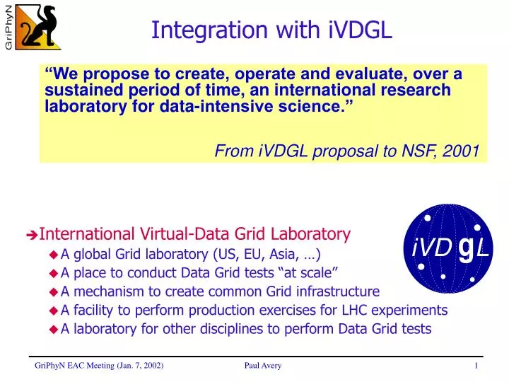 integration with ivdgl