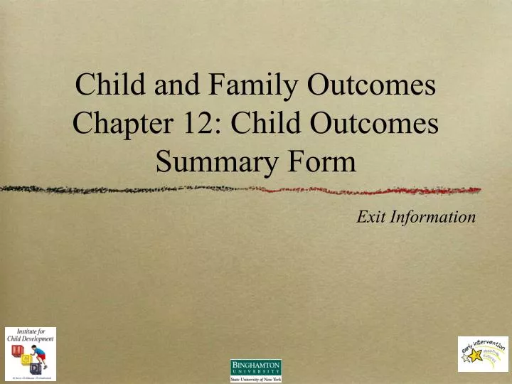 child and family outcomes chapter 12 child outcomes summary form