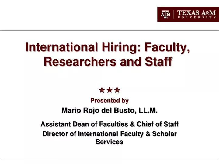 international hiring faculty researchers and staff