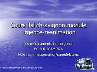 cours ifsi ch avignon module urgence reanimation