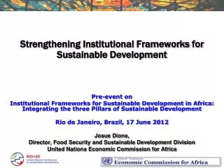 Strengthening Institutional Frameworks for Sustainable Development