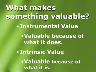 What makes something valuable?