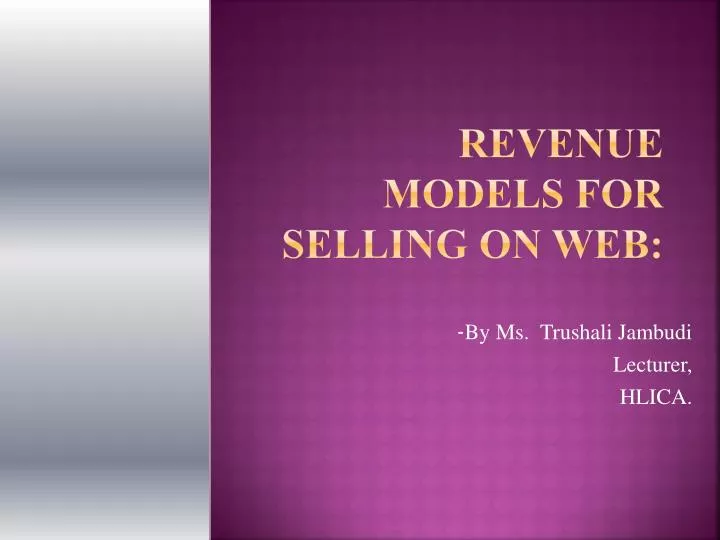 revenue models for selling on web