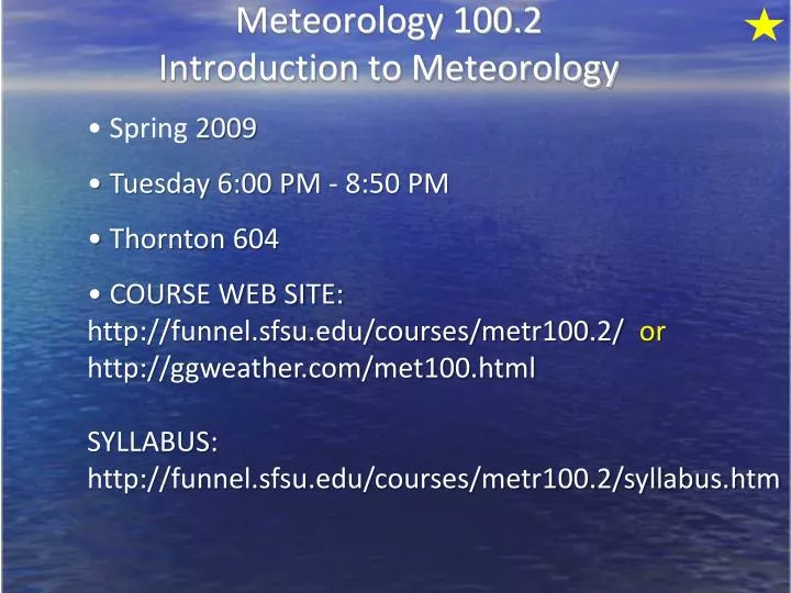 meteorology 100 2 introduction to meteorology