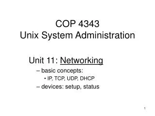 COP 4343 Unix System Administration