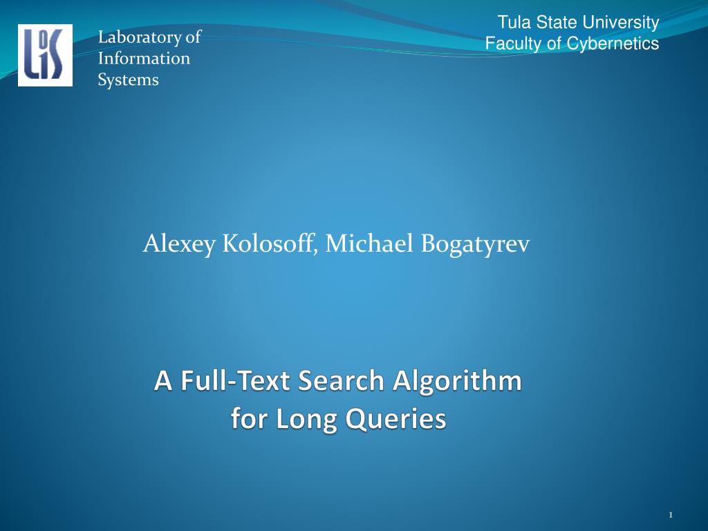 PPT - A Full-Text Search Algorithm for Long Queries PowerPoint ... image.