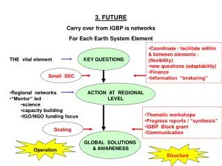 3. FUTURE Carry over from IGBP is networks For Each Earth System Element