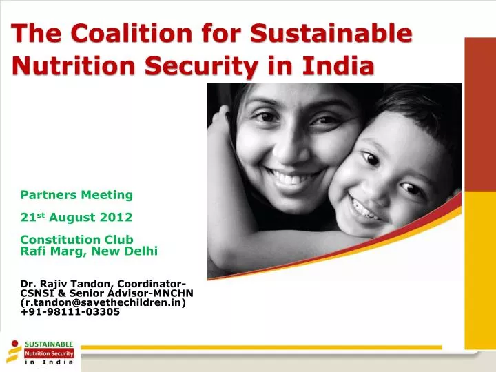 the coalition for sustainable nutrition security in india