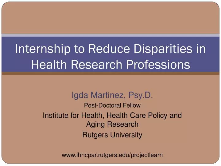 internship to reduce disparities in health research professions