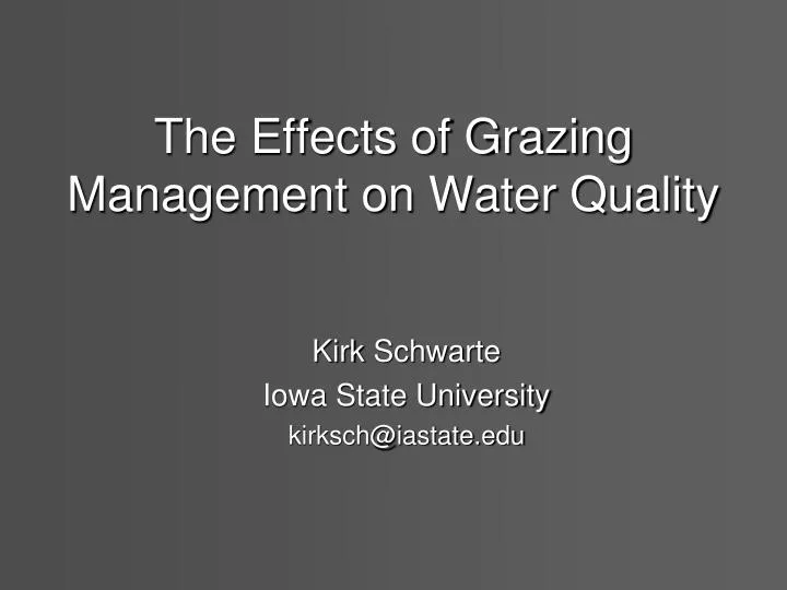the effects of grazing management on water quality