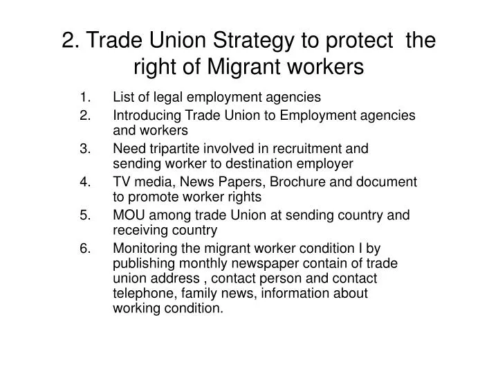 2 trade union strategy to protect the right of migrant workers