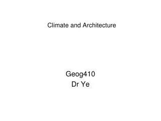 Climate and Architecture