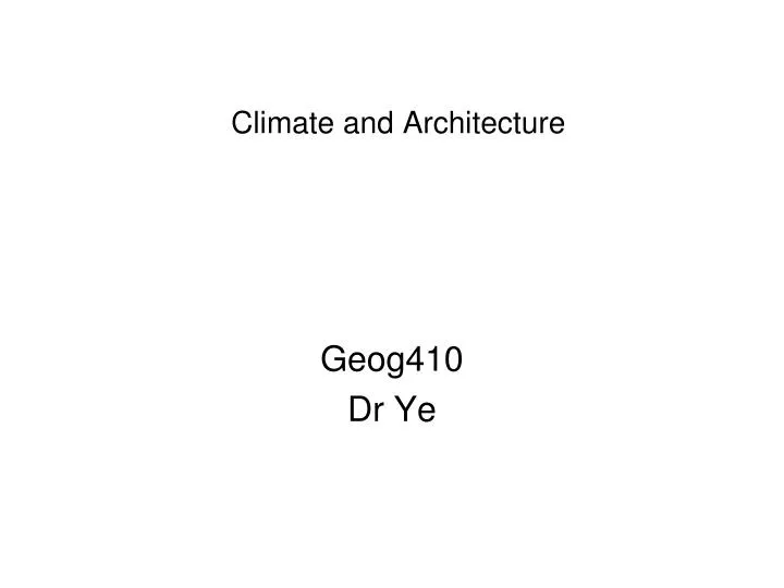 climate and architecture