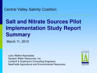 Salt and Nitrate Sources Pilot Implementation Study Report Summary