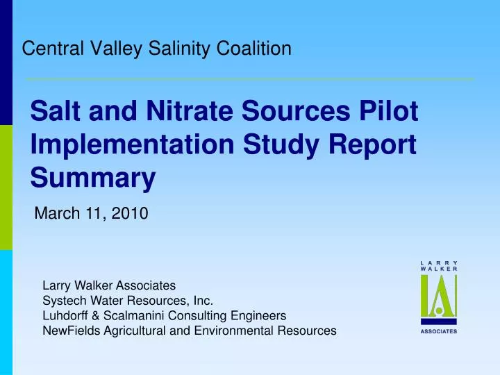 salt and nitrate sources pilot implementation study report summary