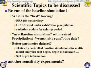 Scientific Topics to be discussed