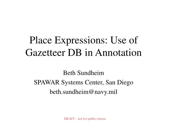 place expressions use of gazetteer db in annotation