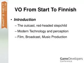 VO From Start To Finnish