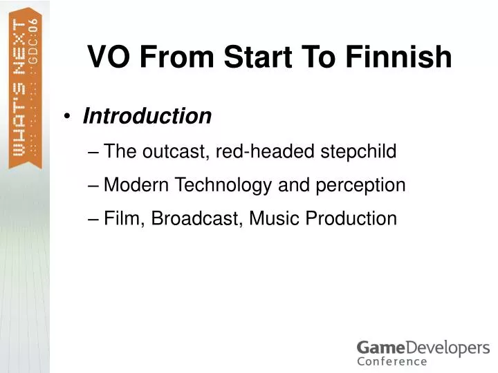vo from start to finnish