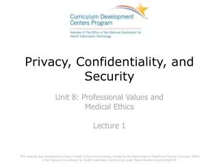 Privacy, Confidentiality, and Security