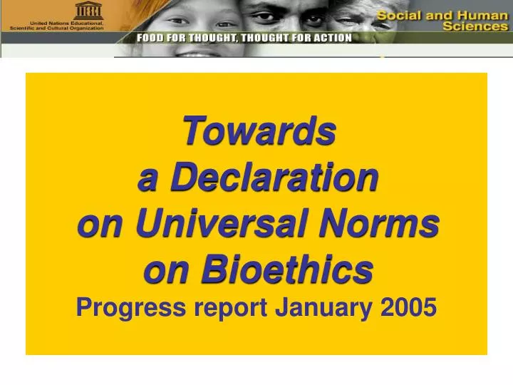 towards a declaration on universal norms on bioethics progress report january 2005