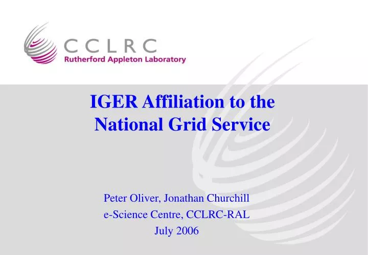 iger affiliation to the national grid service