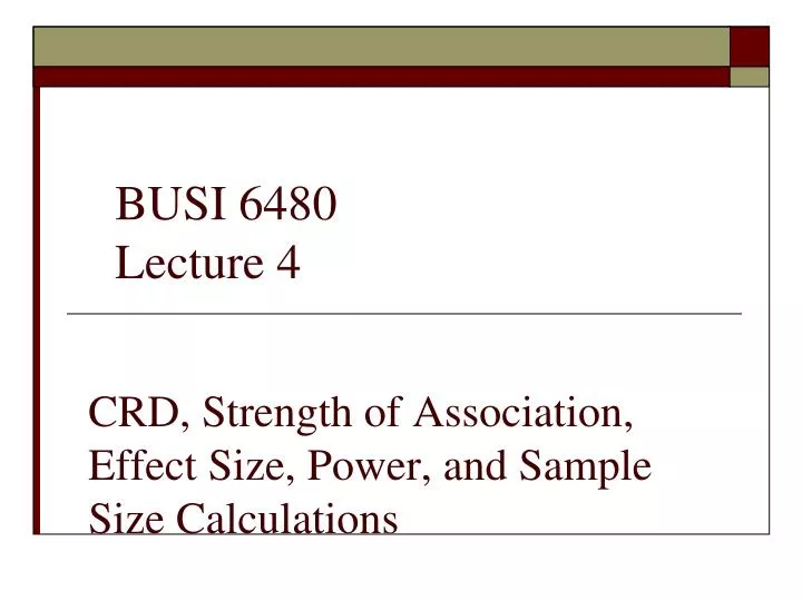 crd strength of association effect size power and sample size calculations