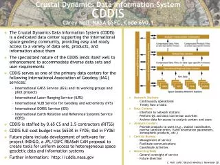 Crustal Dynamics Data Information System CDDIS Carey Noll, NASA GSFC, Code 690.1