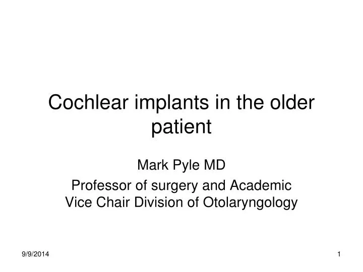 cochlear implants in the older patient