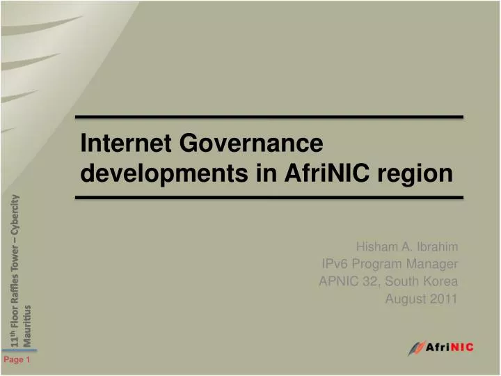 internet governance developments in afrinic region