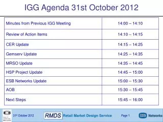 IGG Agenda 31st October 2012