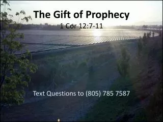 The Gift of Prophecy 1 Cor 12:7-11