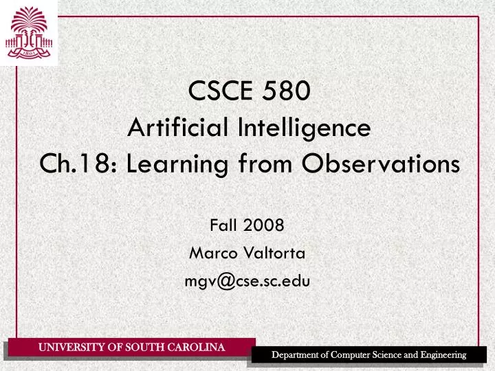 csce 580 artificial intelligence ch 18 learning from observations