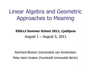 Linear Algebra and Geometric Approaches to Meaning