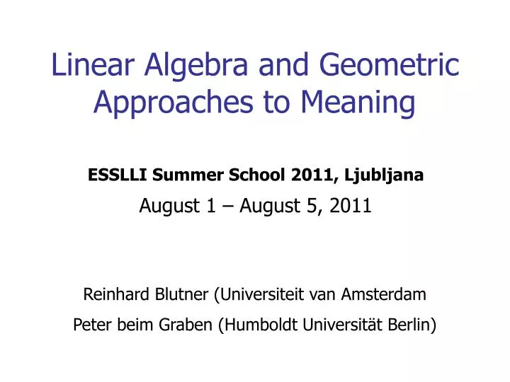 linear algebra and geometric approaches to meaning