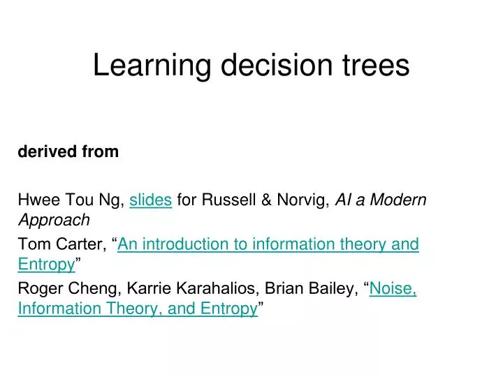 learning decision trees
