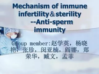 Mechanism of immune infertility ? sterility --Anti-sperm immunity