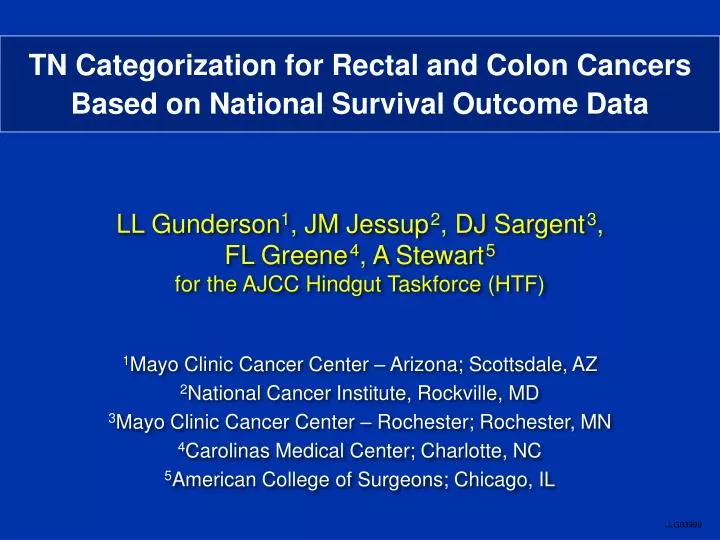 tn categorization for rectal and colon cancers based on national survival outcome data