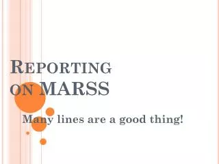Reporting on MARSS