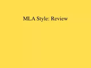 MLA Style: Review