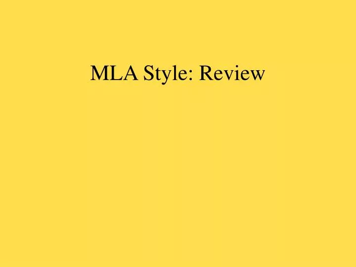mla style review